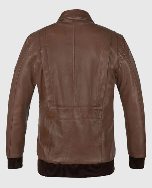Men's Hunter Brown Bomber Leather Jacket