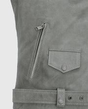 Women's Gray Suede Biker Leather Jacket