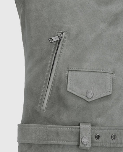 Women's Gray Suede Biker Leather Jacket