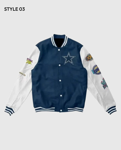 Super Bowl 5x Champions Dallas Cowboys Navy/White Varsity Jacket