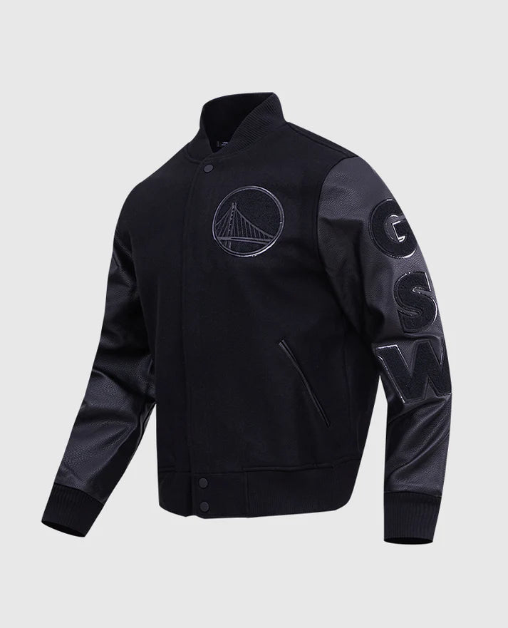 NBA Golden State Warriors Men's Black Varsity Jacket