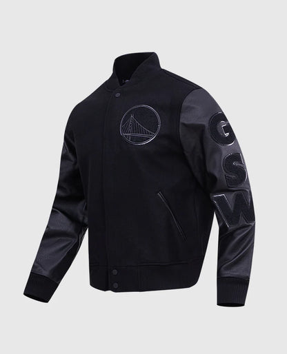 NBA Golden State Warriors Men's Black Varsity Jacket