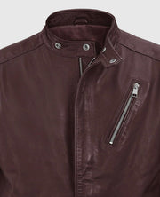 Men's Motorad Biker Burgundy Leather Jacket
