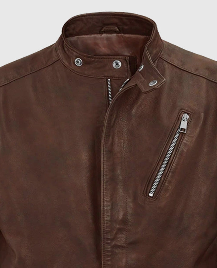 Men's Spanish Brown Motorad Biker Leather Jacket