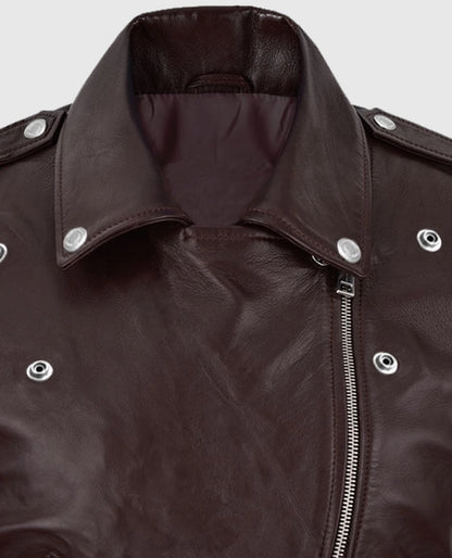 Burgundy Meghan Markle Leather Jacket