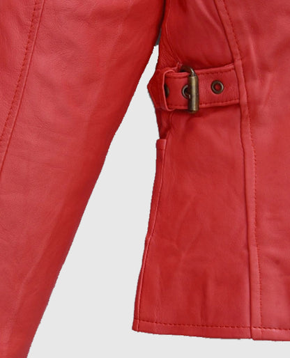 Soft Tango Red Washed Jennifer Lopez Gigli Leather Jacket