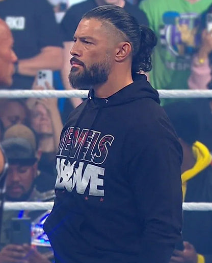 Roman Reigns Levels Above Black Hoodie