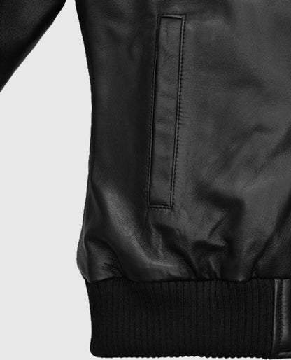 Women's Symphony Black Detachable Hood Leather Jacket