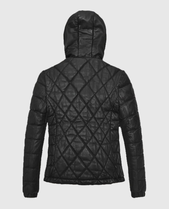 Women's Quilted Black Hooded Jacket