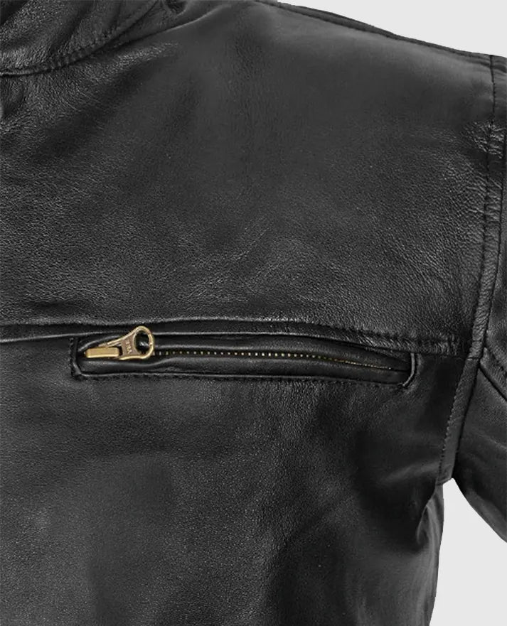 Men's Cafe Racer Black Leather Jacket