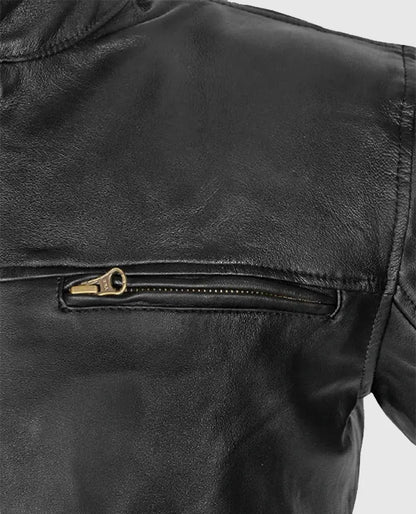 Men's Cafe Racer Black Leather Jacket