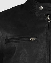 Men's Black Racer Stripe Leather Jacket