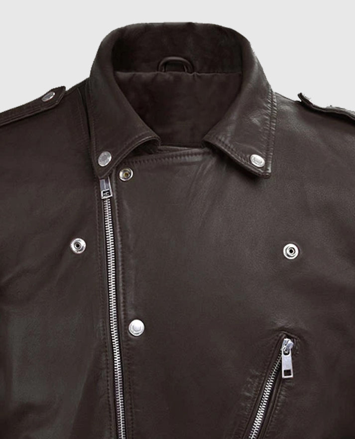 Men's Biker Style Beast Brown Leather Jacket