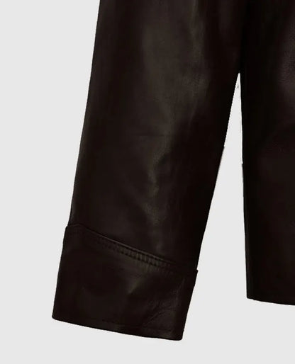 Men's Dark Brown Trucker Leather Jacket