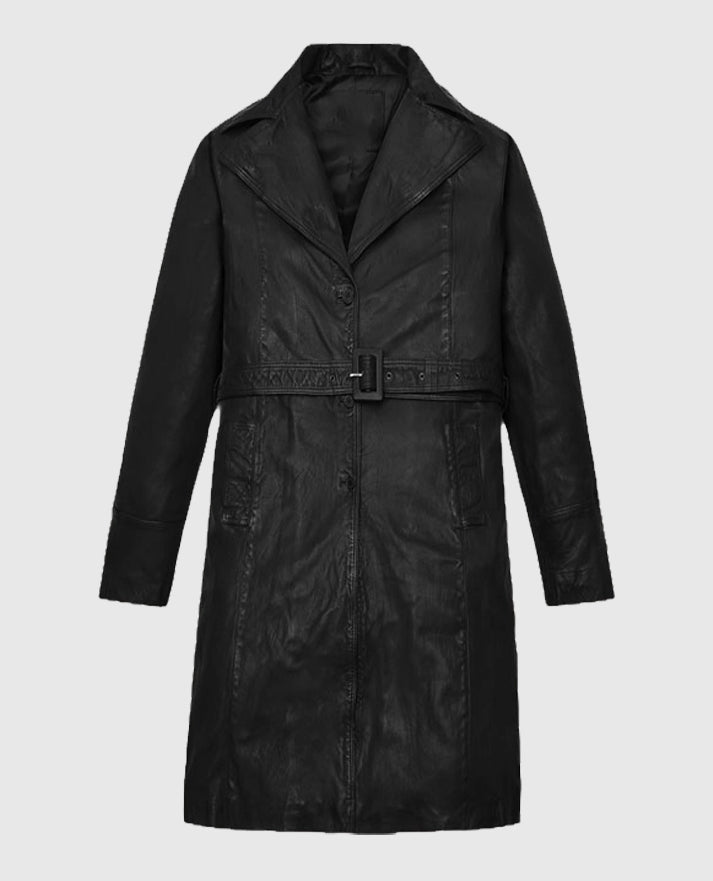 Kim Kardashian Leather Long Coat