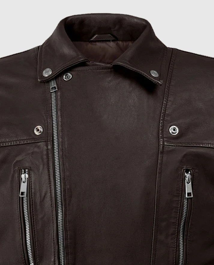 Men's Dauntless Brown Biker Leather Jacket