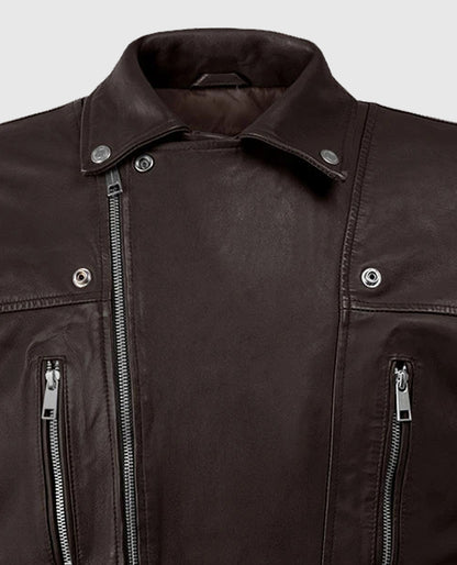 Men's Dauntless Brown Biker Leather Jacket