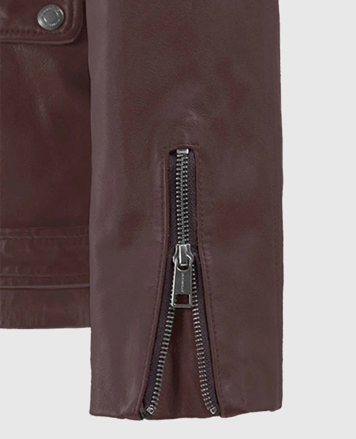 Men's Dauntless Burgundy Biker Leather Jacket