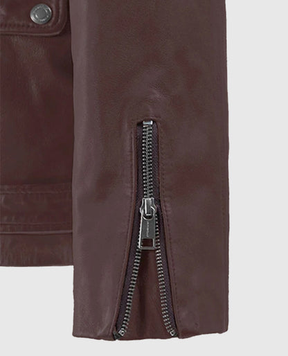 Men's Dauntless Burgundy Biker Leather Jacket