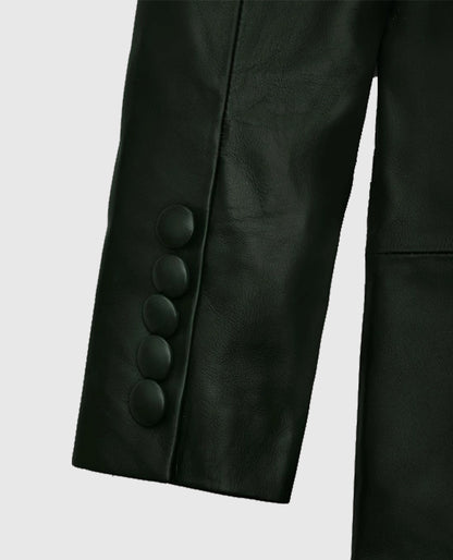 Women's Chelsea Black Leather Long Coat