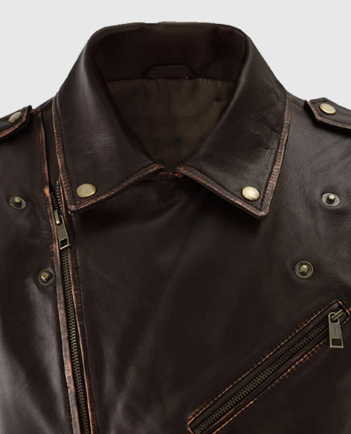 Men's Dark Brown Enforcer Biker Leather Jacket