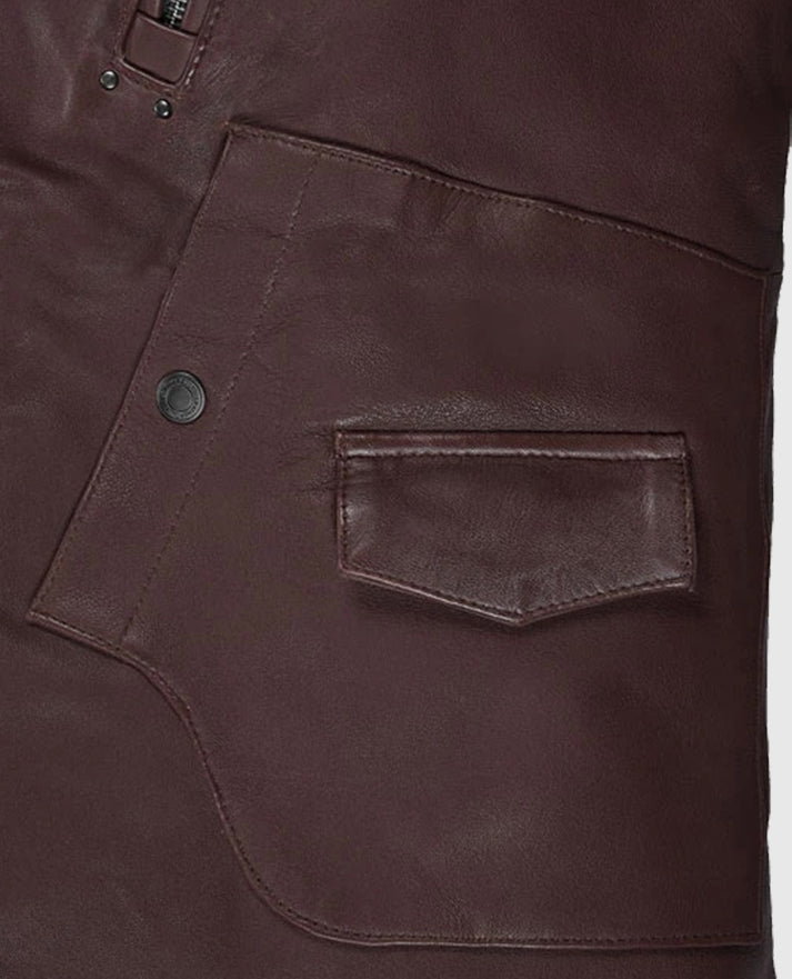 Men's Burgundy Falcon Rider Leather Jacket
