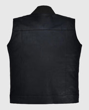 Men's Casual Black Leather Vest