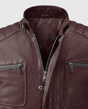 Men's Firefly Burgundy Biker Leather Jacket
