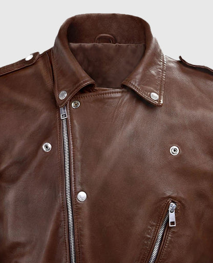 Men's Beast Spanish Brown Biker Leather Jacket