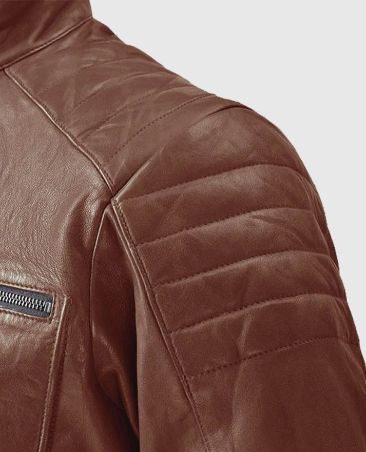 Men's Firefly Tan Biker Leather Jacket