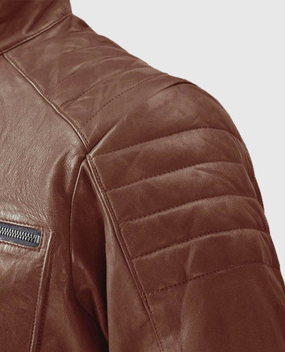 Men's Firefly Tan Biker Leather Jacket