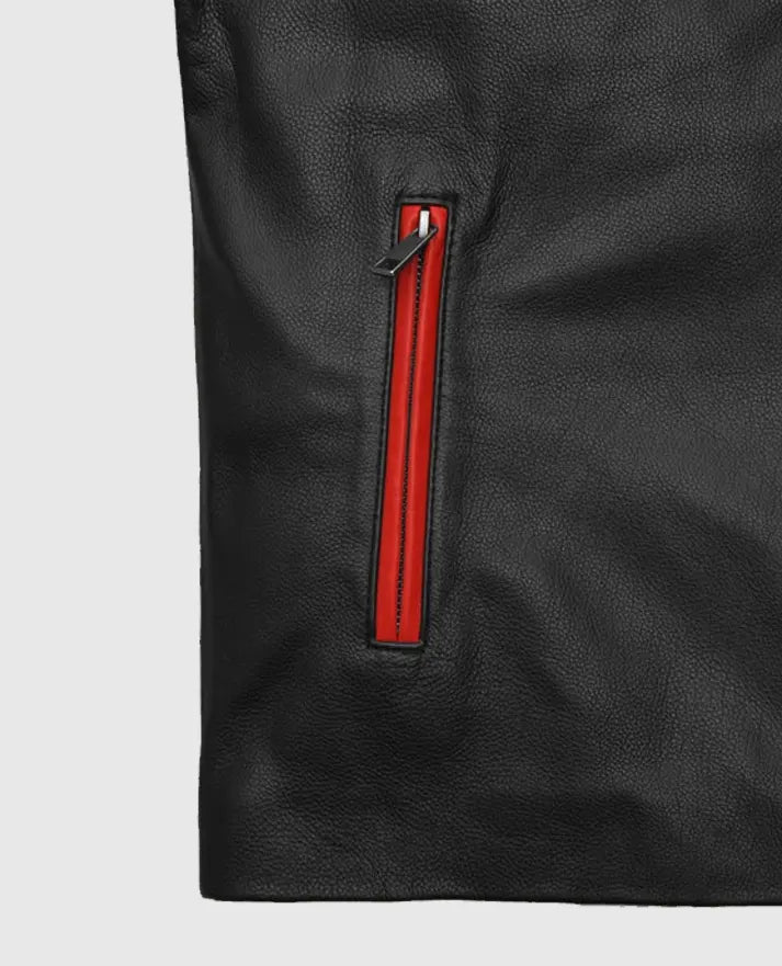 Striped Rocker Leather Jacket For Men