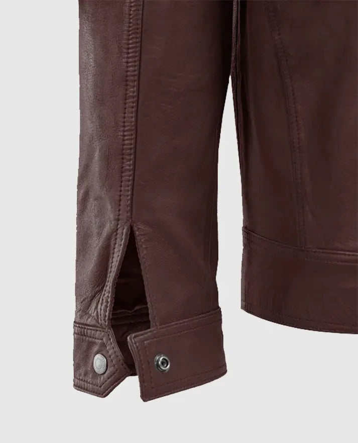 Men's Thunder Storm Biker Burgundy Leather Jacket
