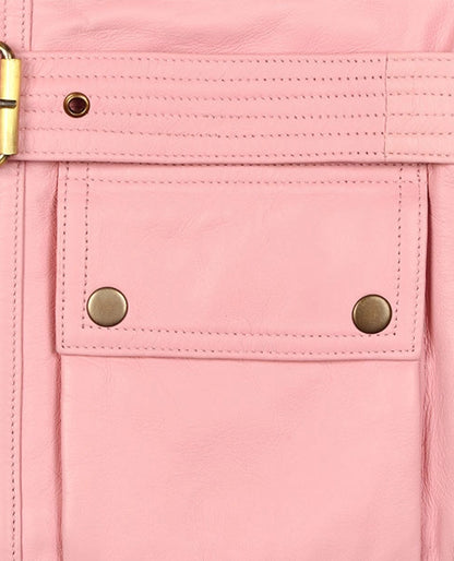 Women's Light Pink Leather Jacket