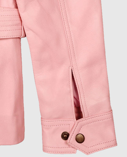 Women's Light Pink Leather Jacket