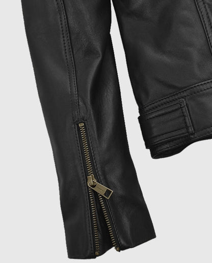 Women's Black Asymmetrical Biker Leather Jacket
