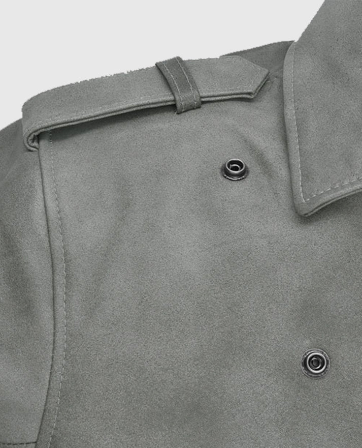 Women's Gray Suede Biker Leather Jacket