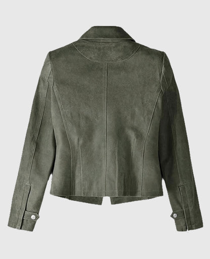 Women's Vintage Olive Suede Leather Jacket