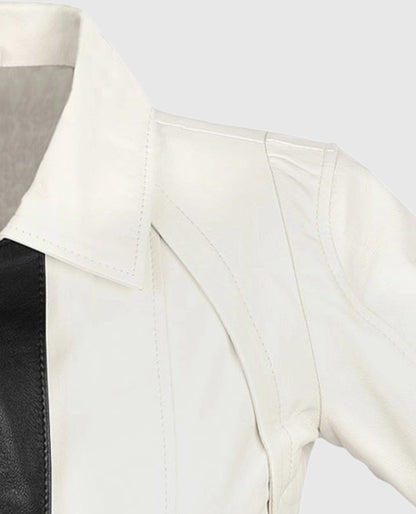 Women's Off-White Shirt-Style Leather Jacket