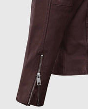 Men's Motorad Biker Burgundy Leather Jacket
