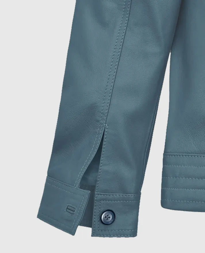 Davin Men's Blue Leather jacket