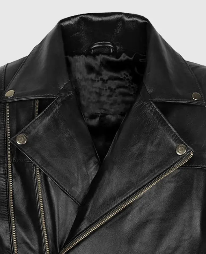 Men's Black Cafe Racer Leather Jacket