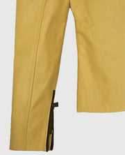 Women's Yellow Leather Moto Jacket