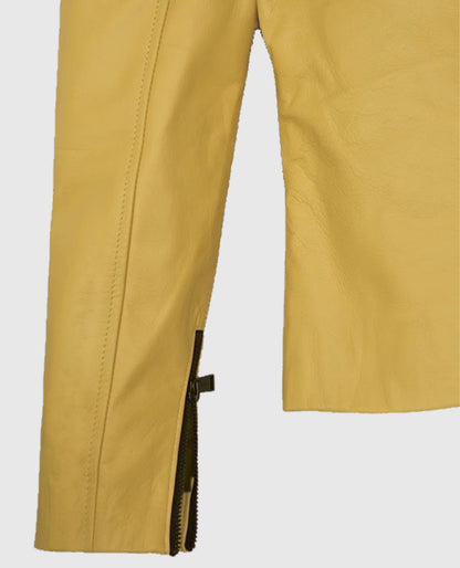 Women's Yellow Leather Moto Jacket