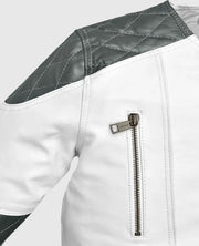 Women’s White and Silver Moto Jacket
