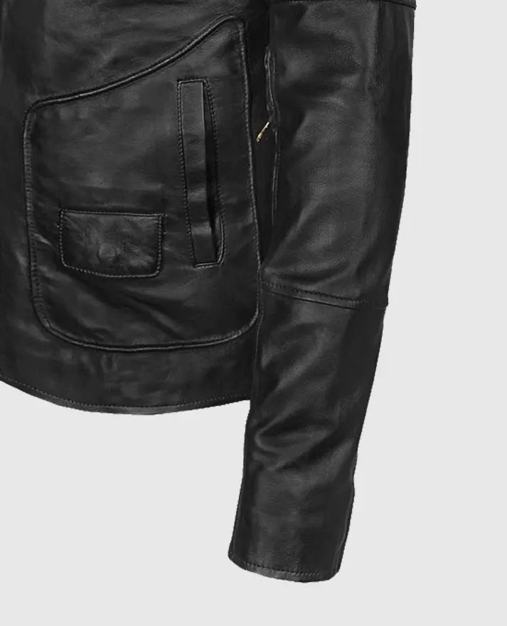 Men's Cafe Racer Black Leather Jacket