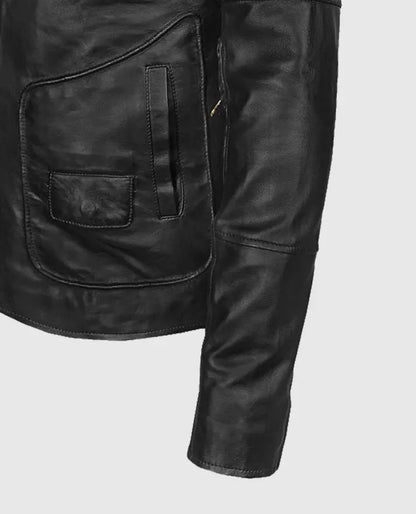 Men's Cafe Racer Black Leather Jacket