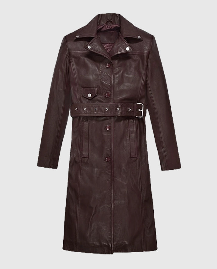 Eiza Gonzalez Leather Trench Coat