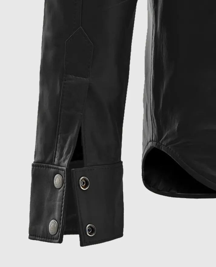 Men's Black Trucker Leather Jacket