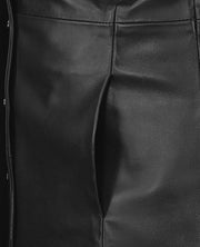 Black Selena Gomez Leather Long Coat